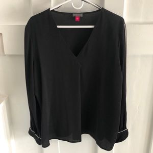 SOLD Black with white pin stripping accent blouse